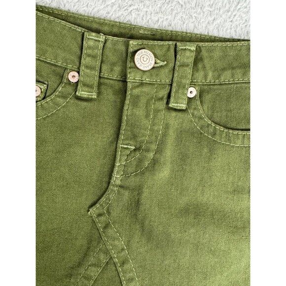 True Religion Womens Green Denim Mini Skirt Size 26 Rare Sample Design NWT - Picture 6 of 12